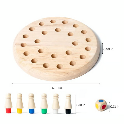 Wooden Peg Memory Match Dice Game for Kids and Adults