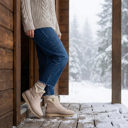 Fur Lined Ankle Boots with Slip On Design