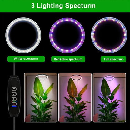 LED Ring Grow Light with Telescoping Rod and Adjustable Brightness, 9 Settings