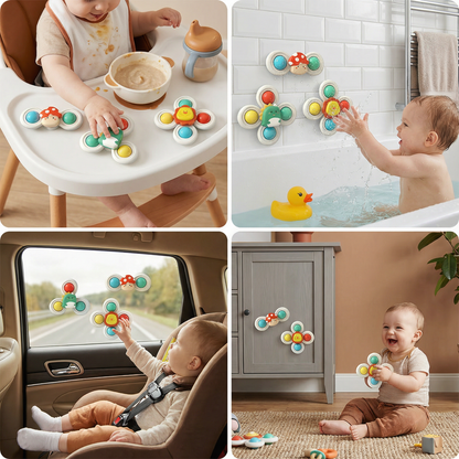 Suction Cup Spinning Toys for Babies, 3 Piece Set with Multiple Characters