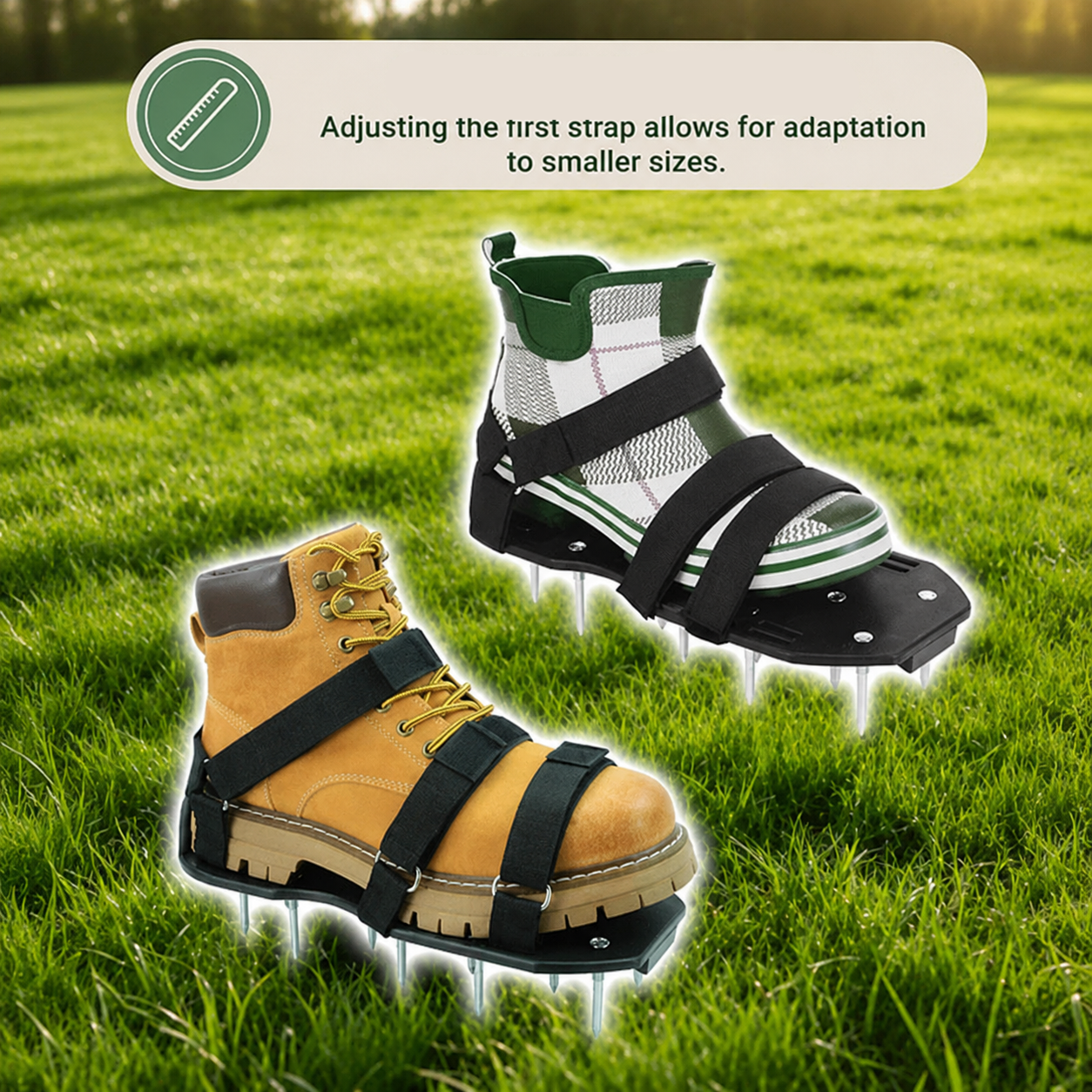 Spike Sole Grass Aerating Sandals with Adjustable Hook and Loop Fastening