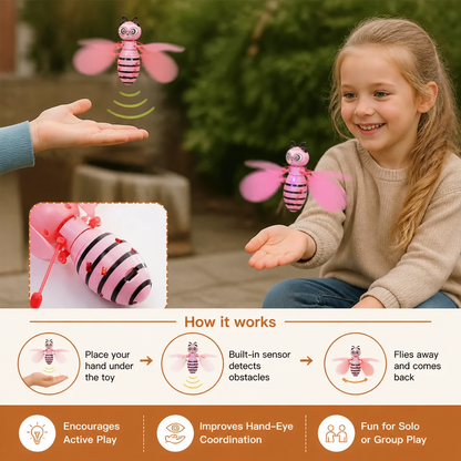 Motion Sensor Flying Bee Toy with LED Lights for Indoor Play