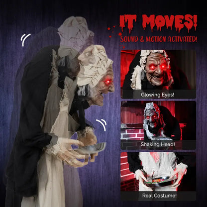 Animated Halloween Yard Figure with Motion Sensors and LED Eyes, 5ft Tall