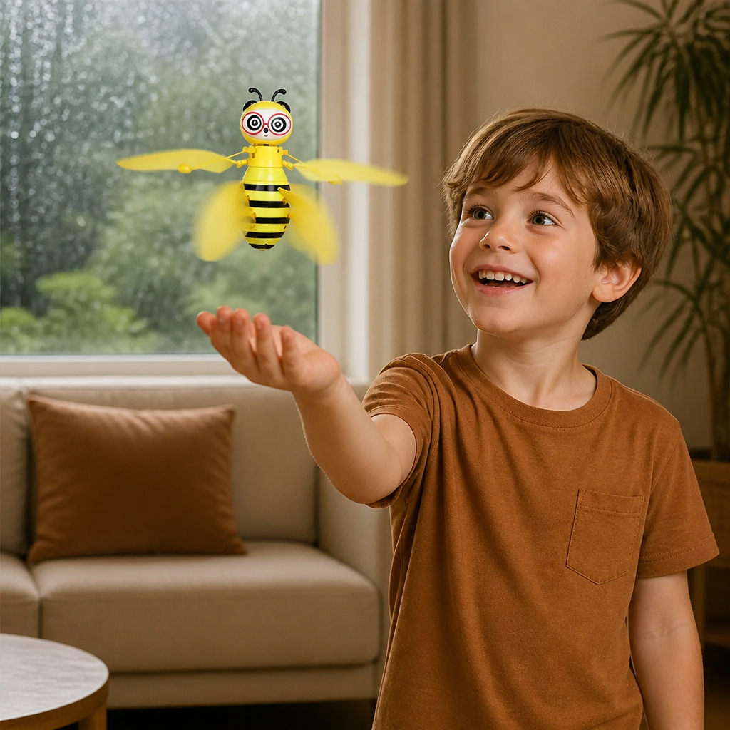 Motion Sensor Flying Bee Toy with LED Lights for Indoor Play