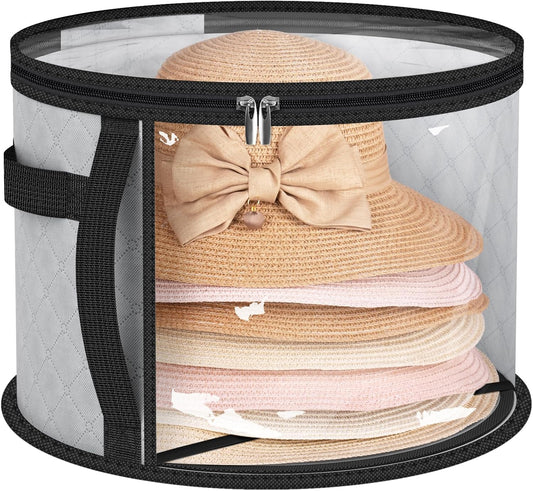 Hat Storage Case with Clear Viewing Panels and Dual Zipper, Holds 5 to 7 Wide Brim Hats