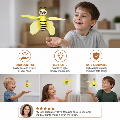 Motion Sensor Flying Bee Toy with LED Lights for Indoor Play