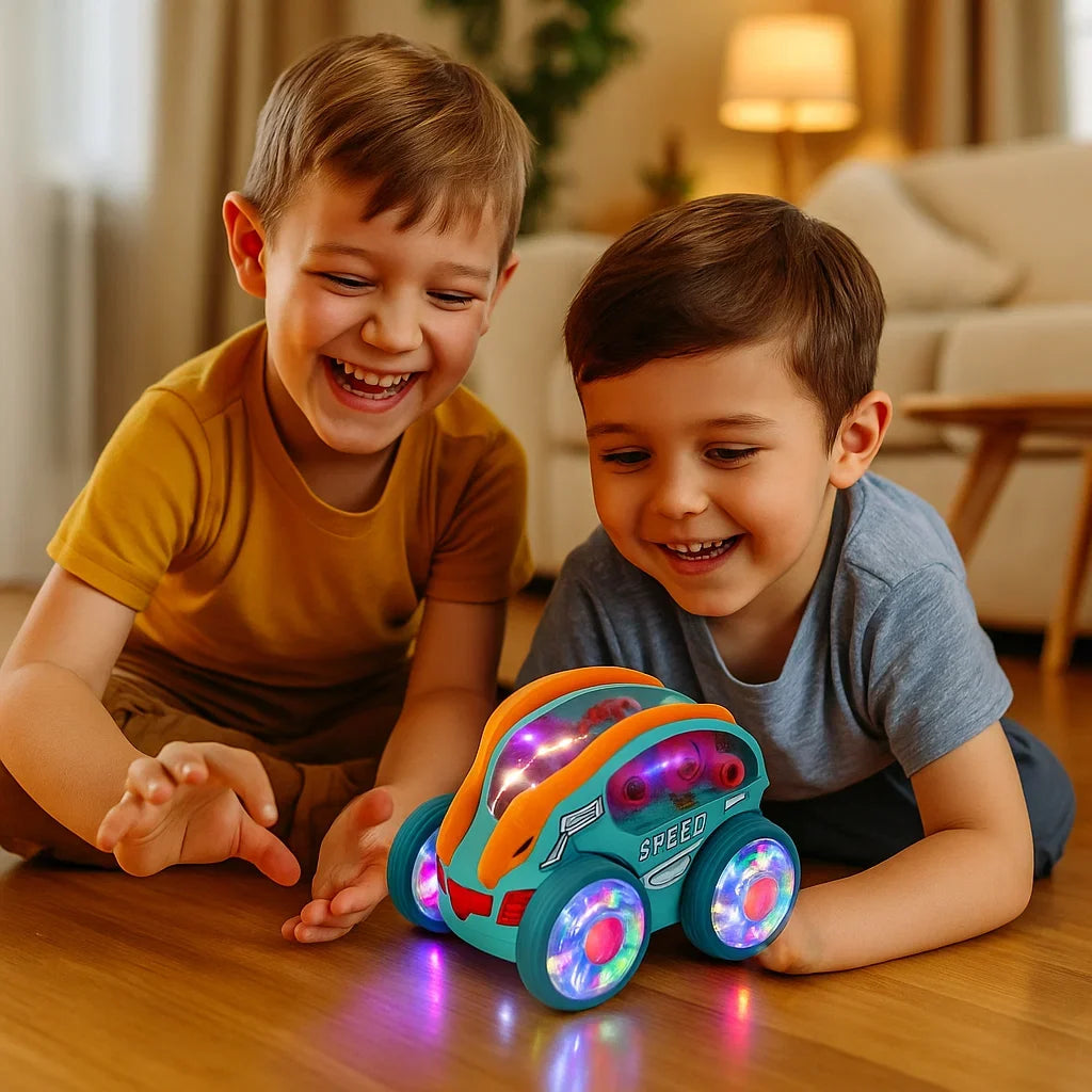 LED Somersault Vehicle Toy with Music and 360 Degree Rotation for Active Kids