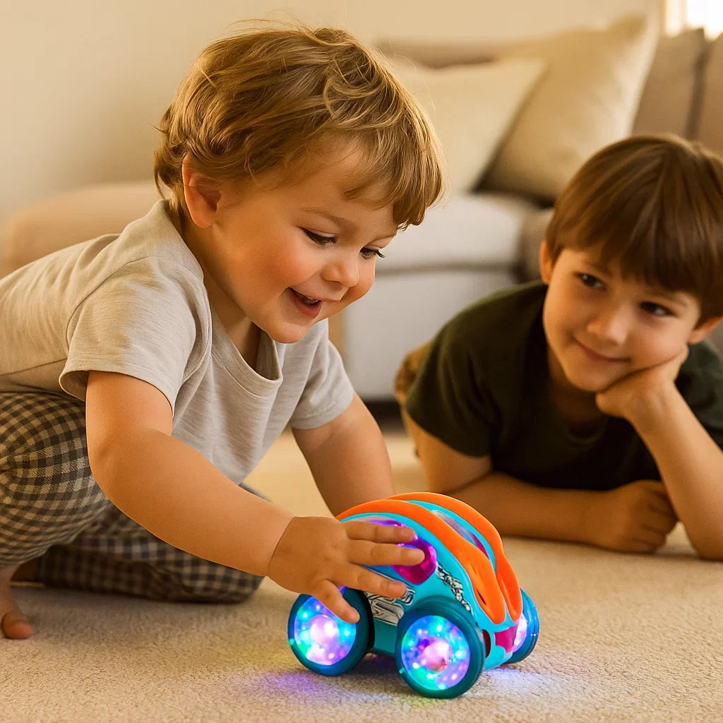 LED Somersault Vehicle Toy with Music and 360 Degree Rotation for Active Kids