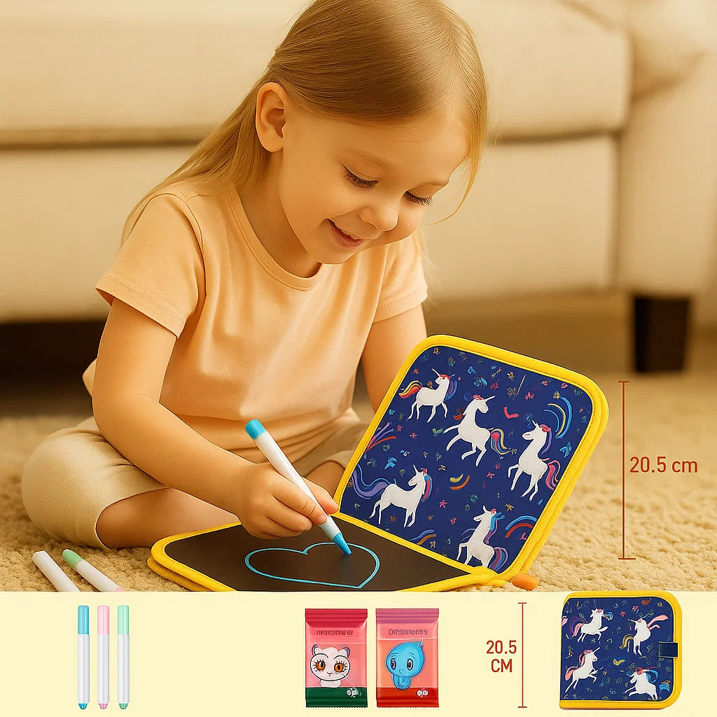 Reusable Kids Drawing Book with Wipe Clean Pages for Travel and Quiet Time