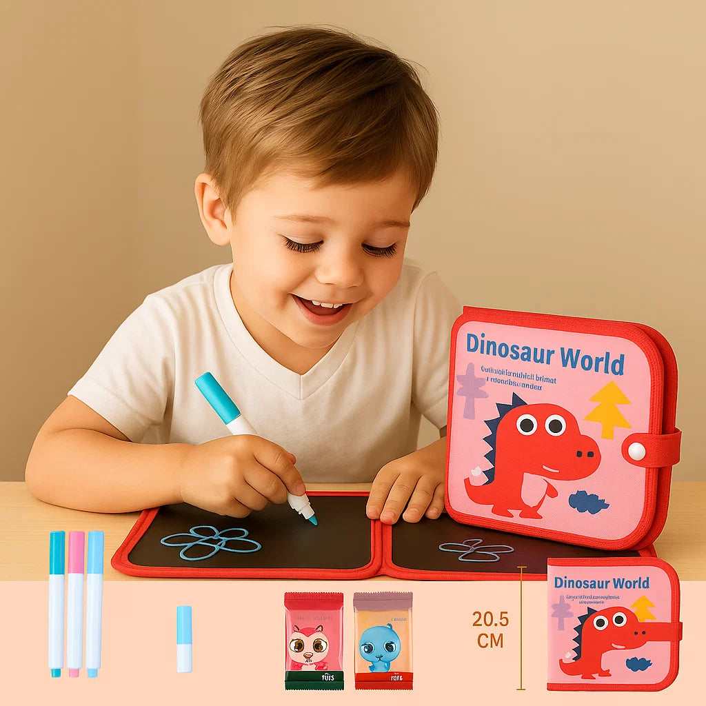Reusable Kids Drawing Book with Wipe Clean Pages for Travel and Quiet Time
