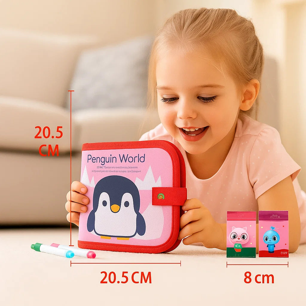 Reusable Kids Drawing Book with Wipe Clean Pages for Travel and Quiet Time
