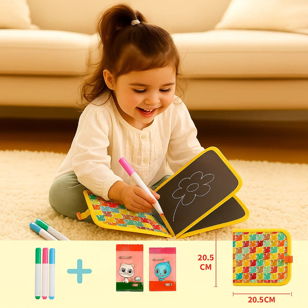 Reusable Kids Drawing Book with Wipe Clean Pages for Travel and Quiet Time