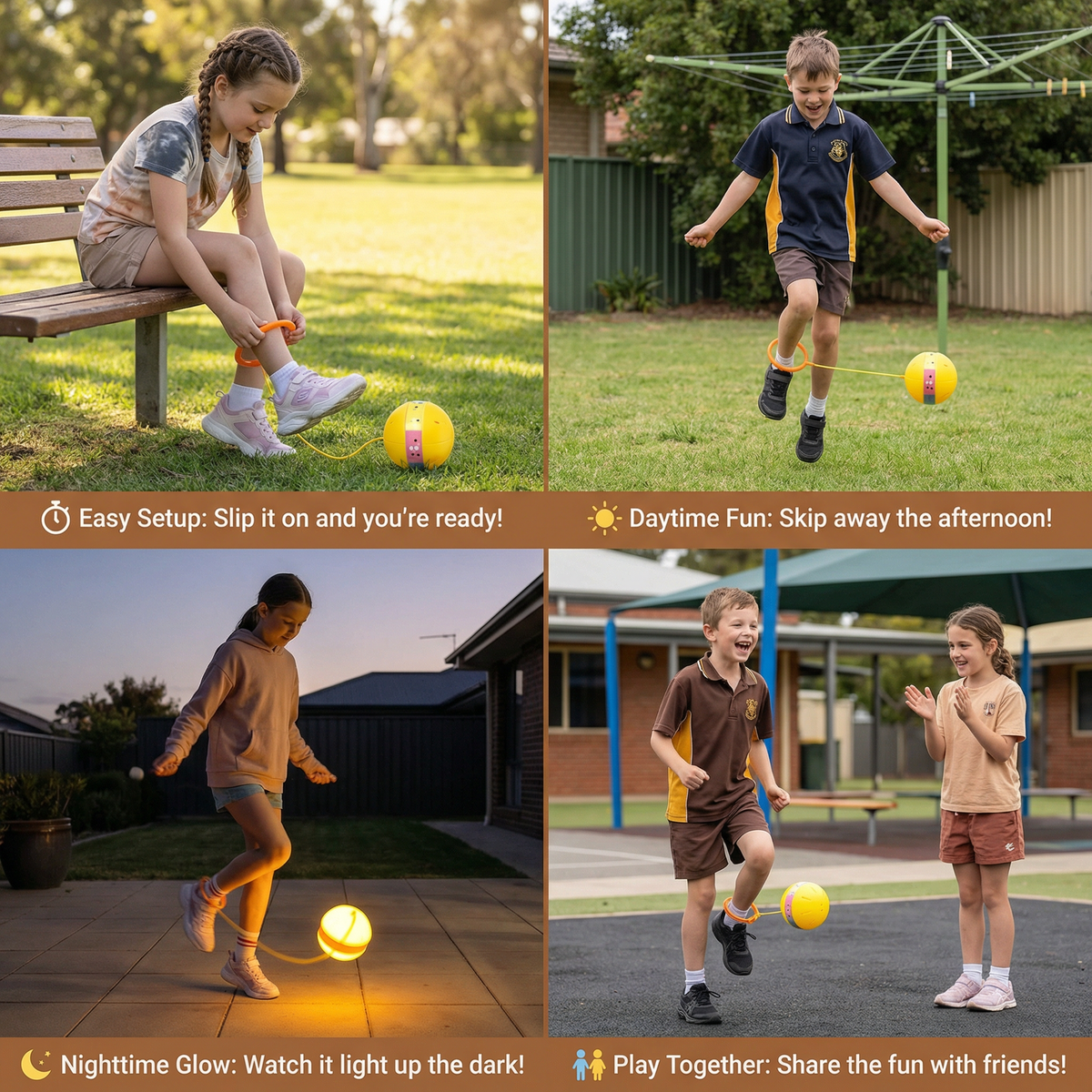 LED Light Up Ankle Skip Ball Jumping Toy for Active Play