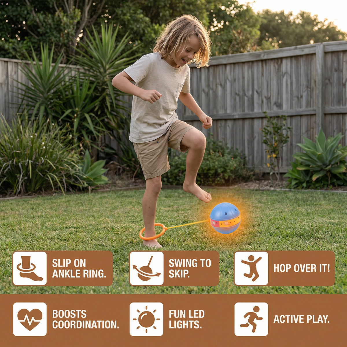 LED Light Up Ankle Skip Ball Jumping Toy for Active Play