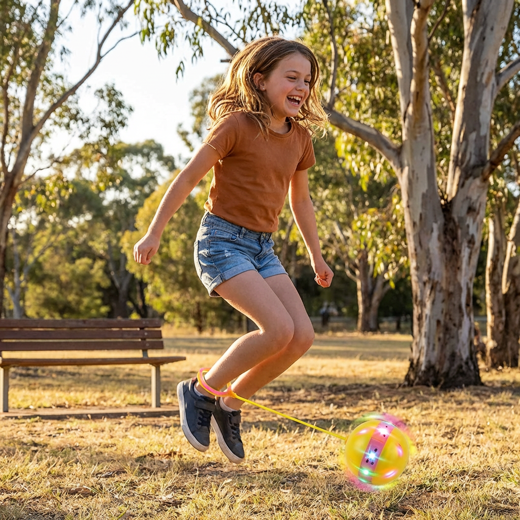 LED Light Up Ankle Skip Ball Jumping Toy for Active Play