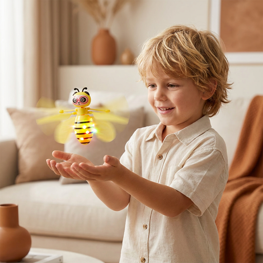 Motion Sensor Flying Bee Toy with LED Lights for Indoor Play