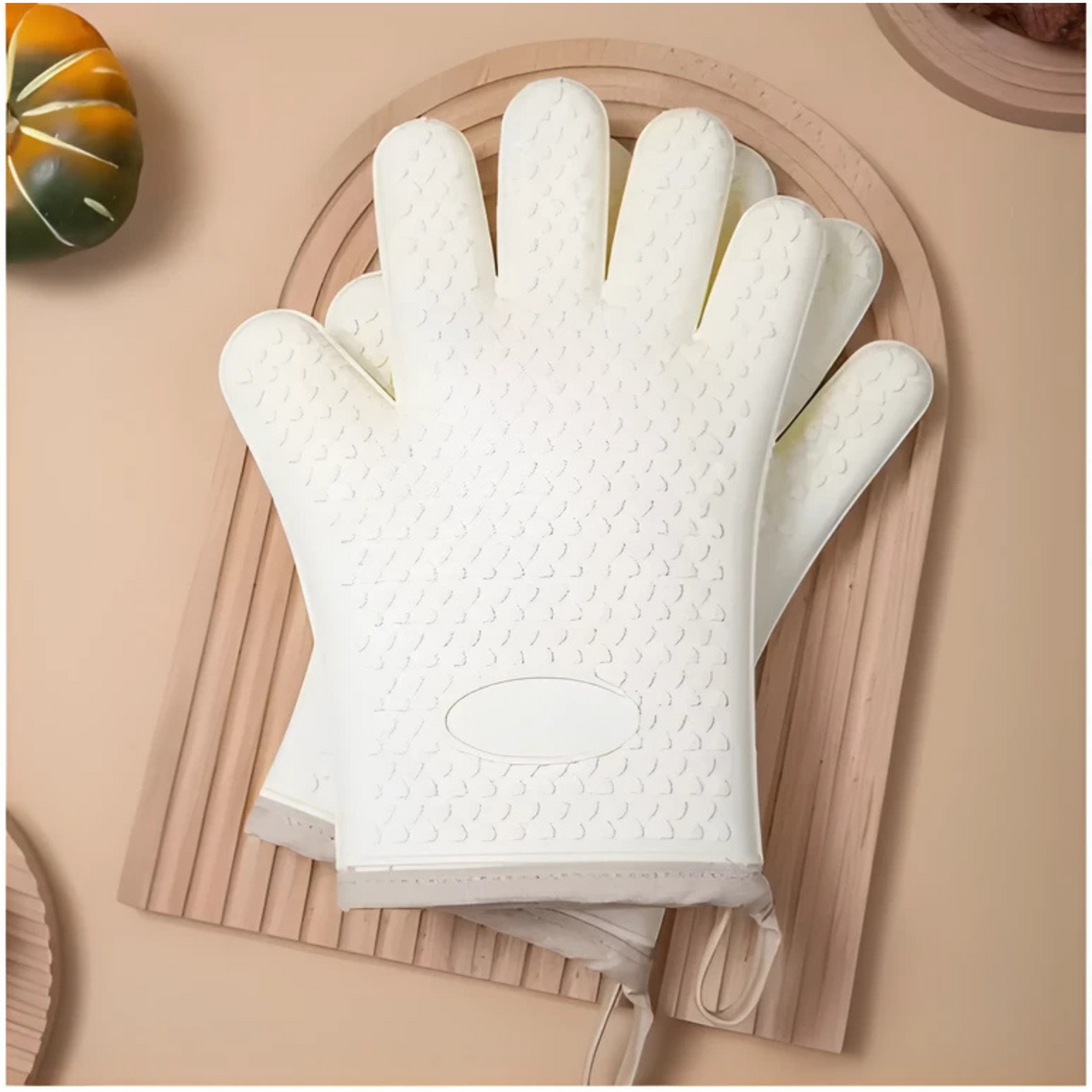 Silicone Oven Gloves with Five Finger Design and Textured Grip