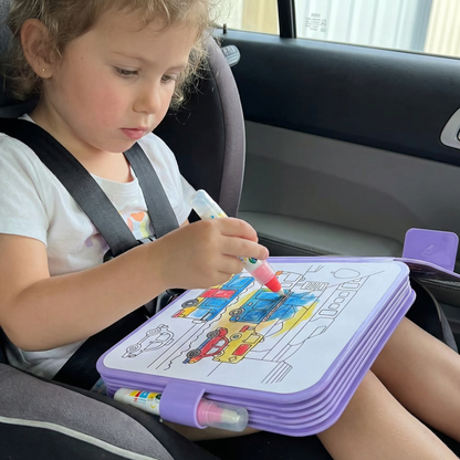 Water Coloring Book with Reusable Pages and Refillable Pen, No Mess Design