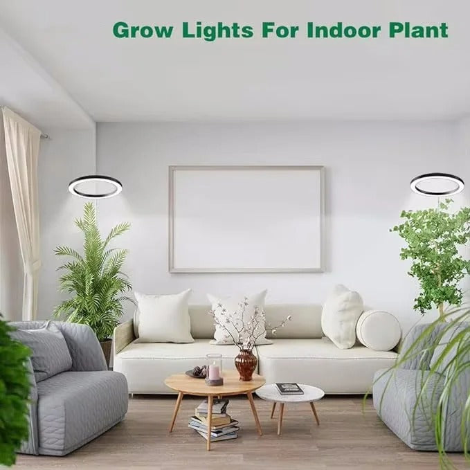 LED Ring Grow Light with Telescoping Rod and Adjustable Brightness, 9 Settings