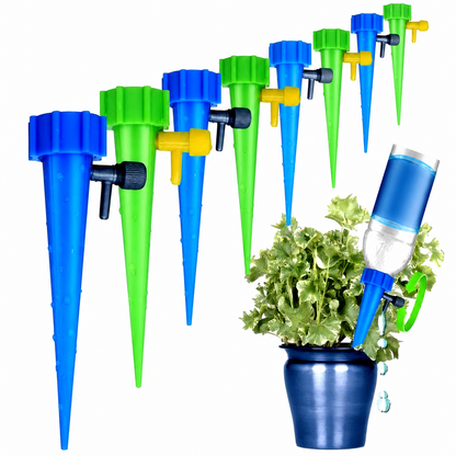 Automatic Plant Watering Spikes with Adjustable Valve for Standard Bottles, 12 Pack