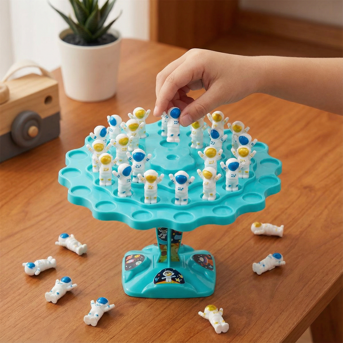 Astronaut Stacking Game with Spinner and Dice for Family Nights and Solo Challenges