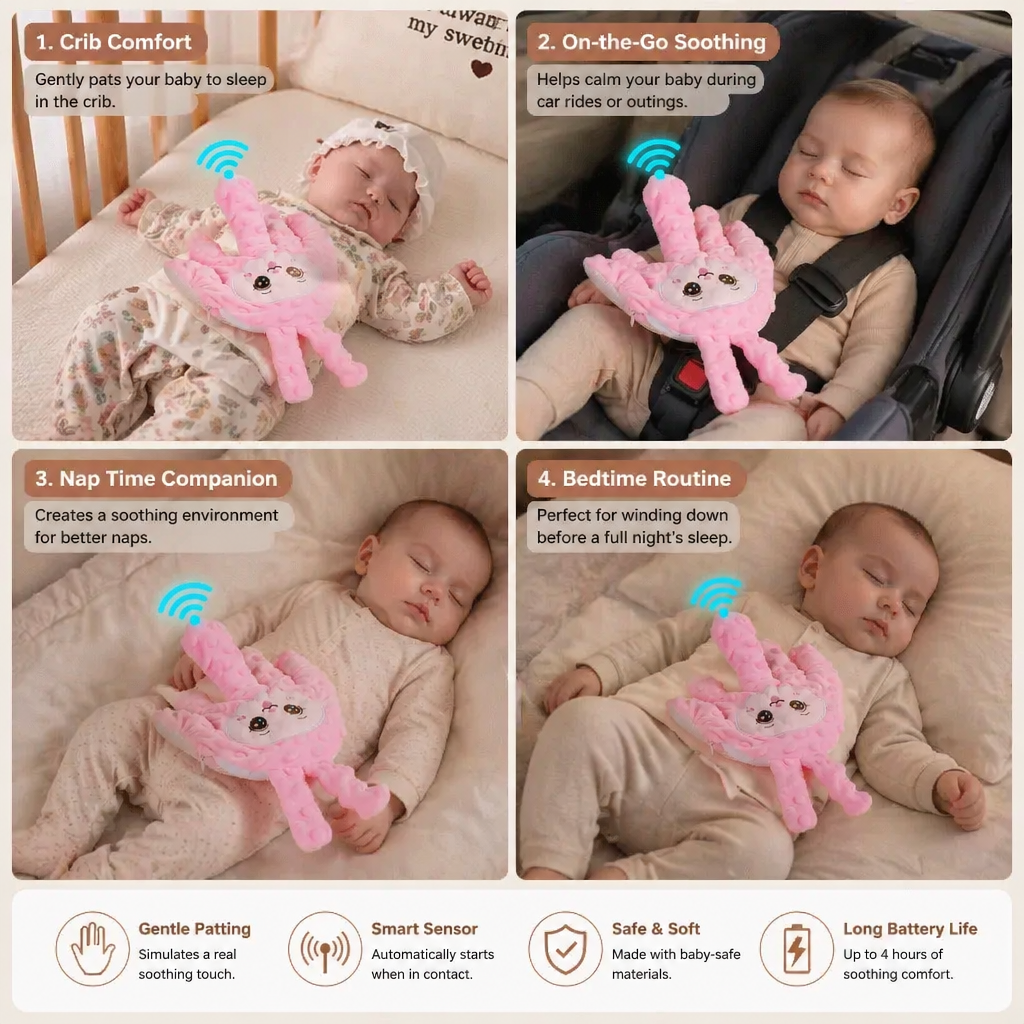 Animal Shaped Patting Comfort Toy for Nursery and Travel in Three Designs