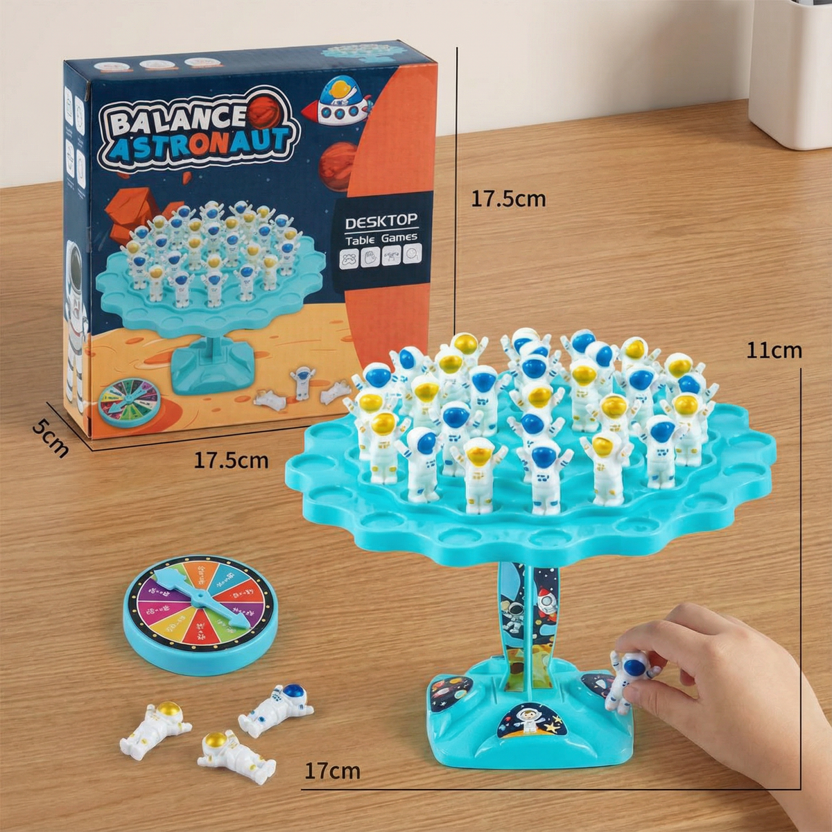 Astronaut Stacking Game with Spinner and Dice for Family Nights and Solo Challenges