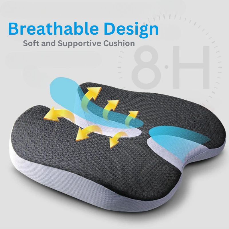 U Shaped Memory Foam Car Seat Cushion with Non Slip Base and Washable Cover