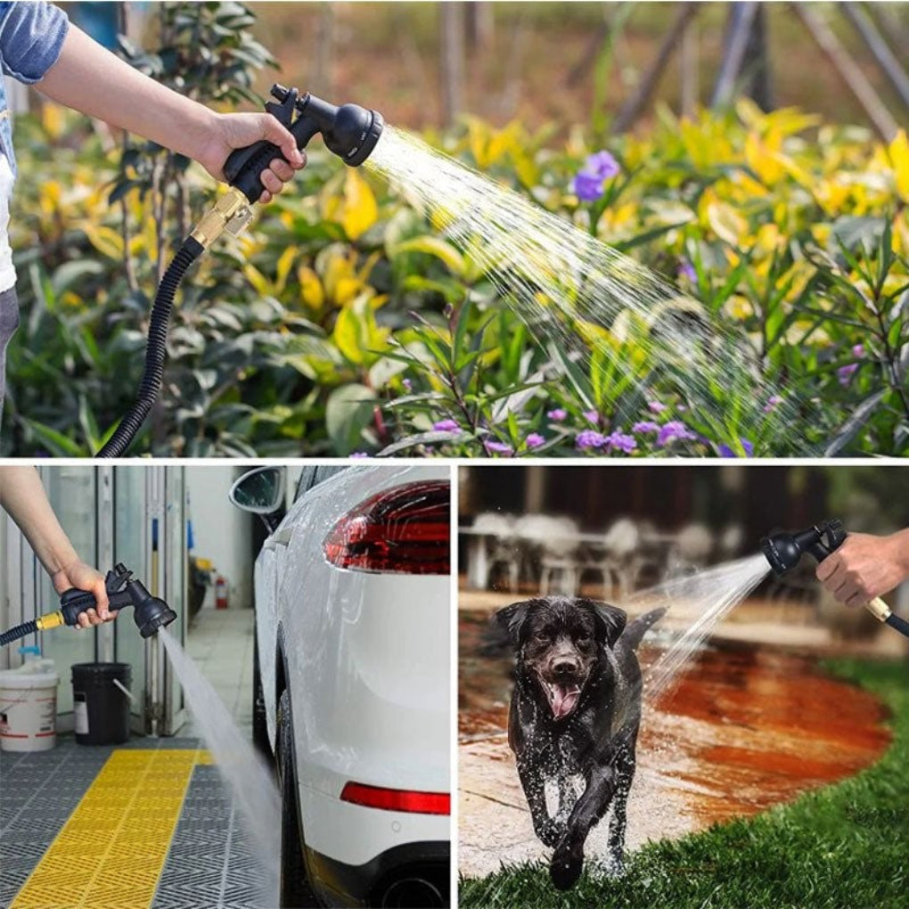 Expandable Garden Hose 100 Feet with Triple Layer Latex Core and Brass Fittings