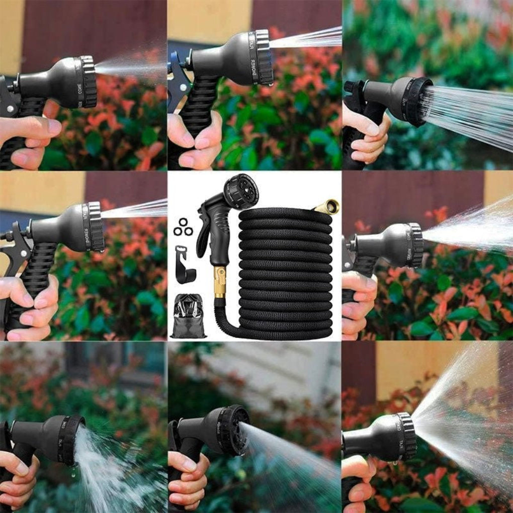 Expandable Garden Hose 100 Feet with Triple Layer Latex Core and Brass Fittings
