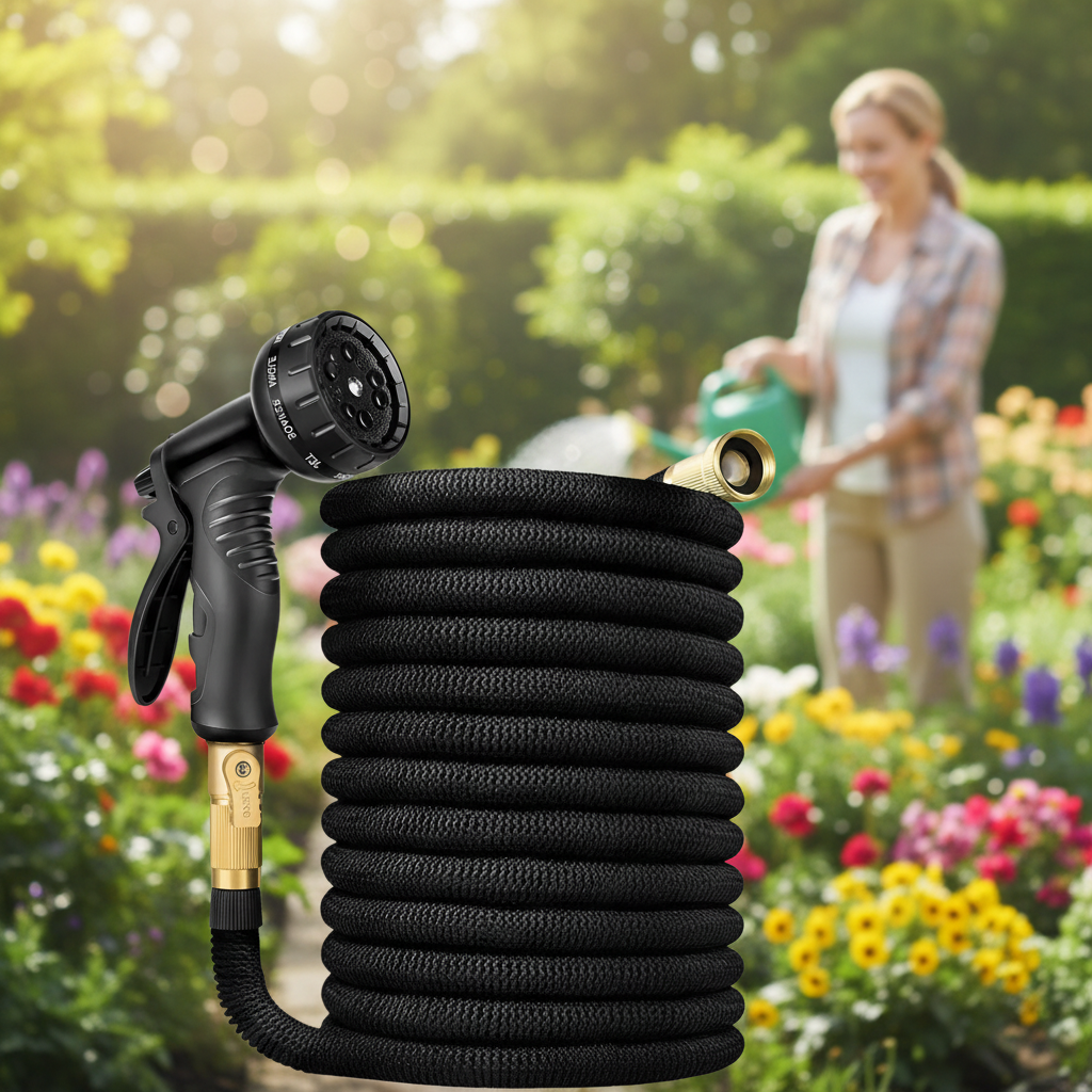 Expandable Garden Hose 100 Feet with Triple Layer Latex Core and Brass Fittings