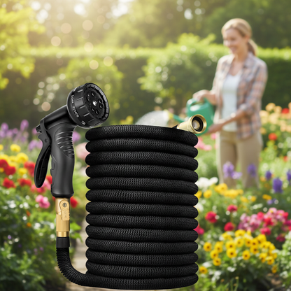 Expandable Garden Hose 100 Feet with Triple Layer Latex Core and Brass Fittings