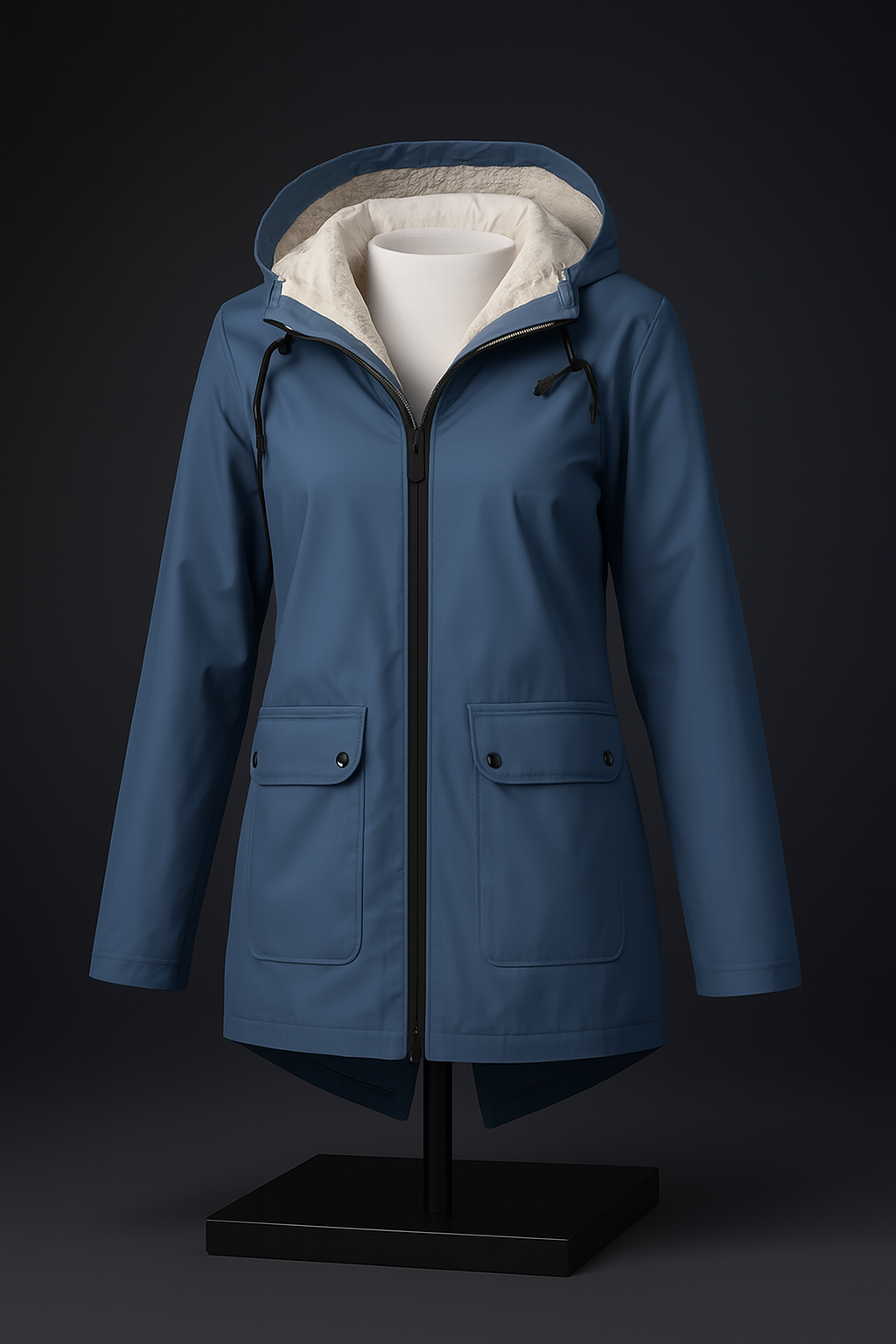 Womens Hooded Trench Coat with a Velvet Lining, Front Zip and Snap Placket in Many Colors and Sizes S to 3XL