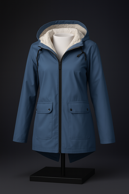 Womens Hooded Trench Coat with a Velvet Lining, Front Zip and Snap Placket in Many Colors and Sizes S to 3XL