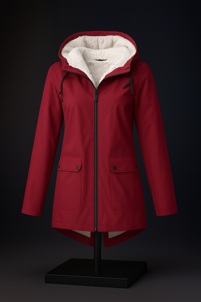 Womens Hooded Trench Coat with a Velvet Lining, Front Zip and Snap Placket in Many Colors and Sizes S to 3XL