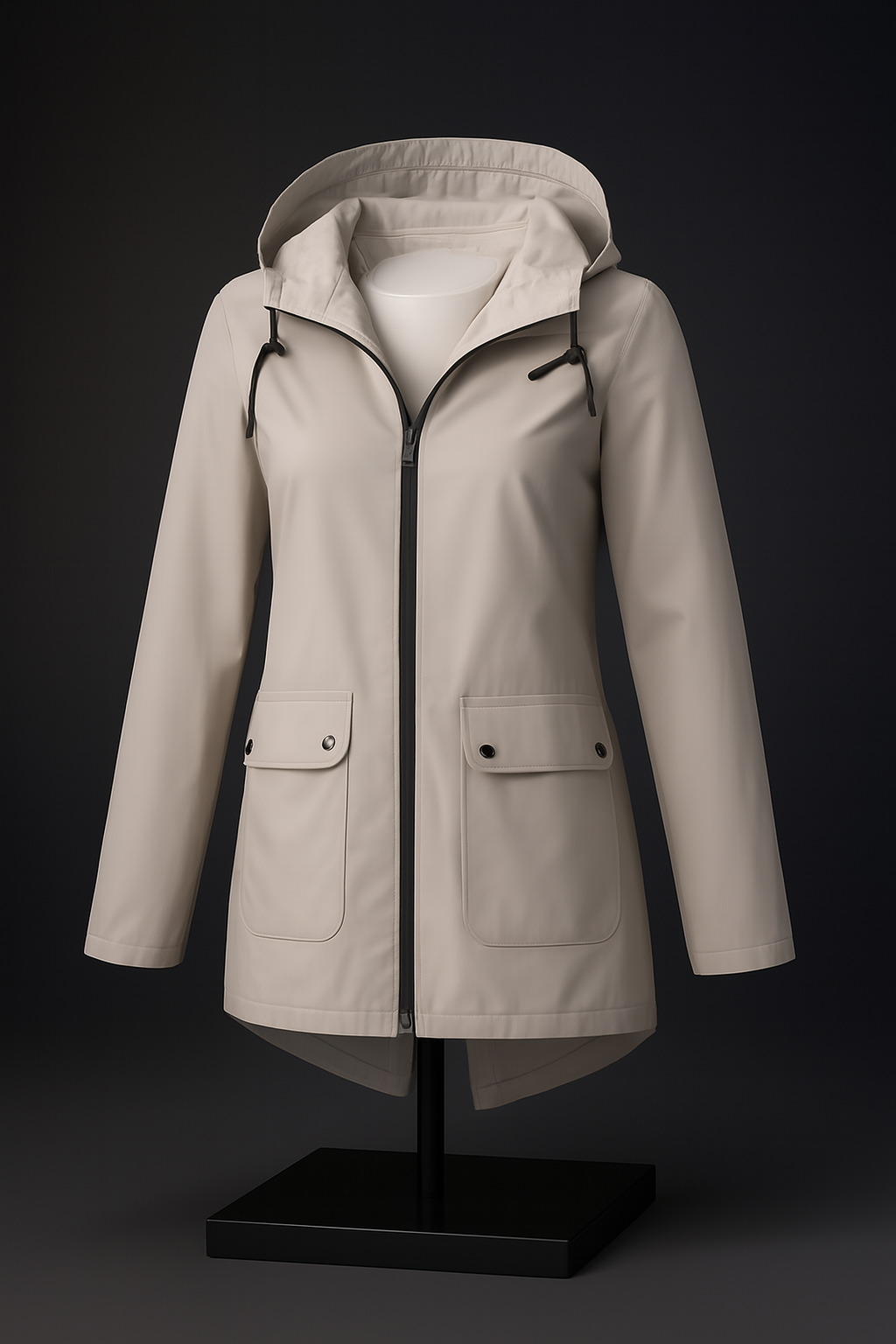 Womens Hooded Trench Coat with a Velvet Lining, Front Zip and Snap Placket in Many Colors and Sizes S to 3XL