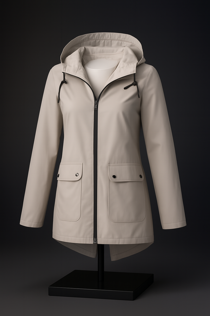 Womens Hooded Trench Coat with a Velvet Lining, Front Zip and Snap Placket in Many Colors and Sizes S to 3XL