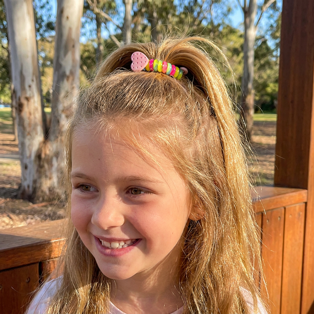 Cute Spiral Hair Tie Set with Flower Heart and Bear Designs for Kids Braids and Ponytails