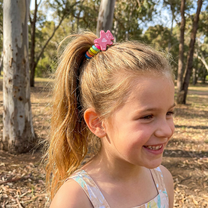 Cute Spiral Hair Tie Set with Flower Heart and Bear Designs for Kids Braids and Ponytails