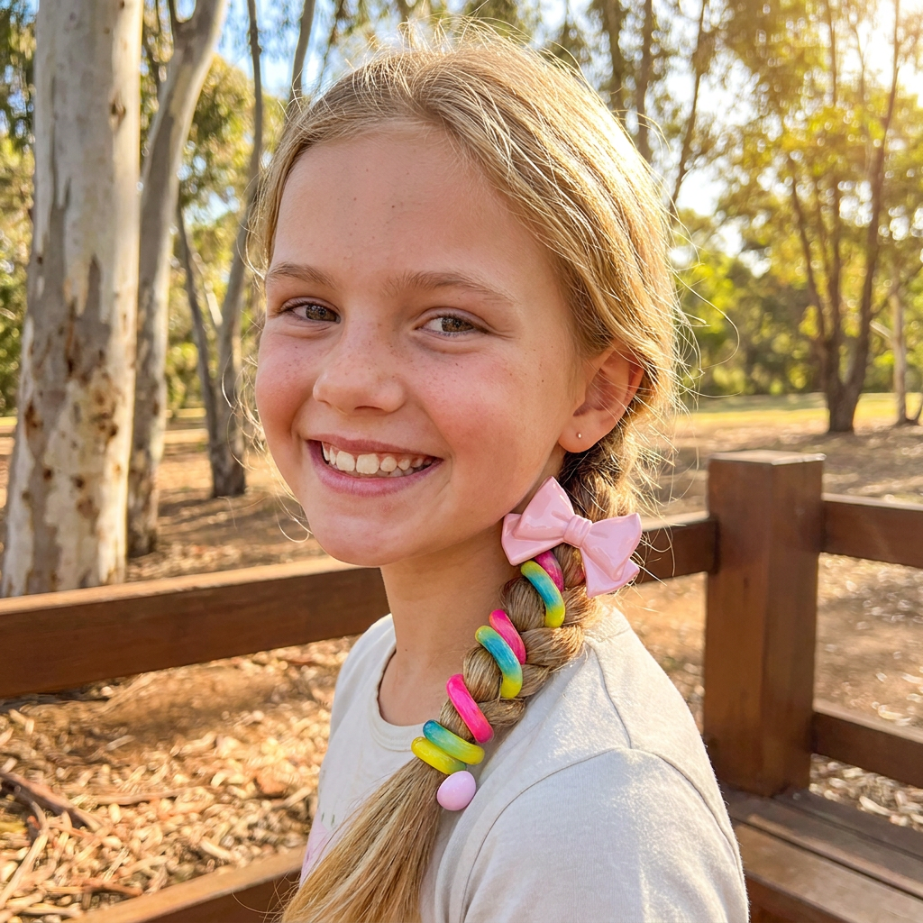 Cute Spiral Hair Tie Set with Flower Heart and Bear Designs for Kids Braids and Ponytails