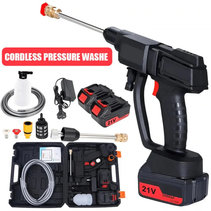 Cordless Pressure Washer with 2 Swappable Batteries and Multiple Nozzles for Cars Patios and Decks
