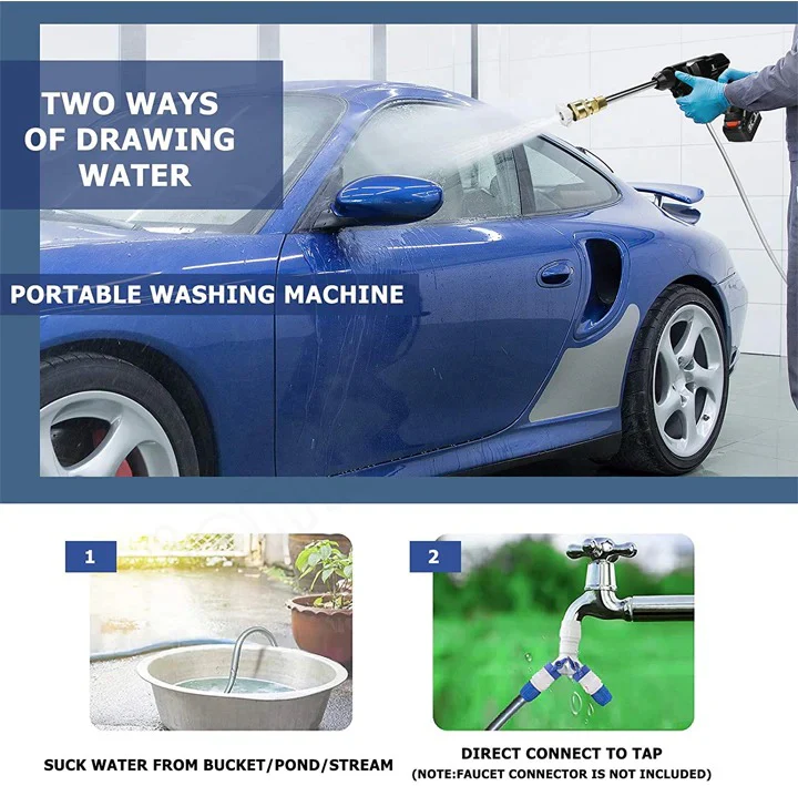 Cordless Pressure Washer with 2 Swappable Batteries and Multiple Nozzles for Cars Patios and Decks