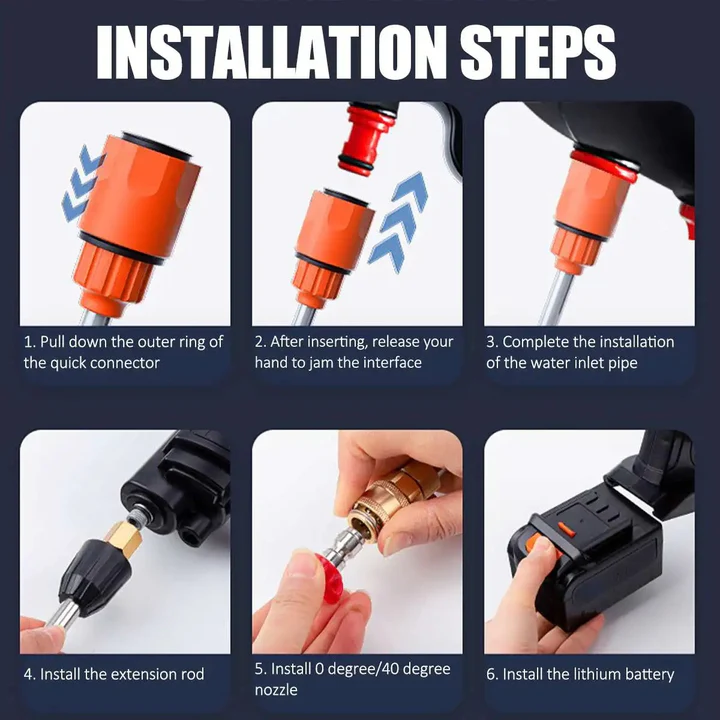 Cordless Pressure Washer with 2 Swappable Batteries and Multiple Nozzles for Cars Patios and Decks