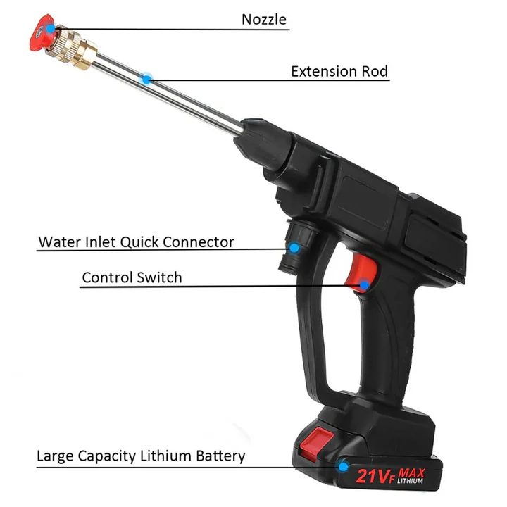 Cordless Pressure Washer with 2 Swappable Batteries and Multiple Nozzles for Cars Patios and Decks
