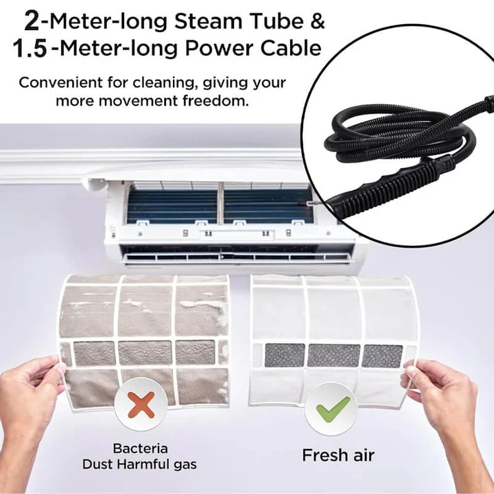 2500W High Pressure Steam Cleaner with Heat Resistant Gloves and Multiple Cleaning Nozzles