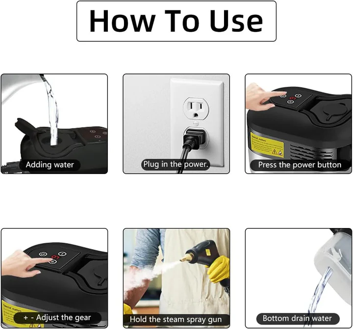 2500W High Pressure Steam Cleaner with Heat Resistant Gloves and Multiple Cleaning Nozzles
