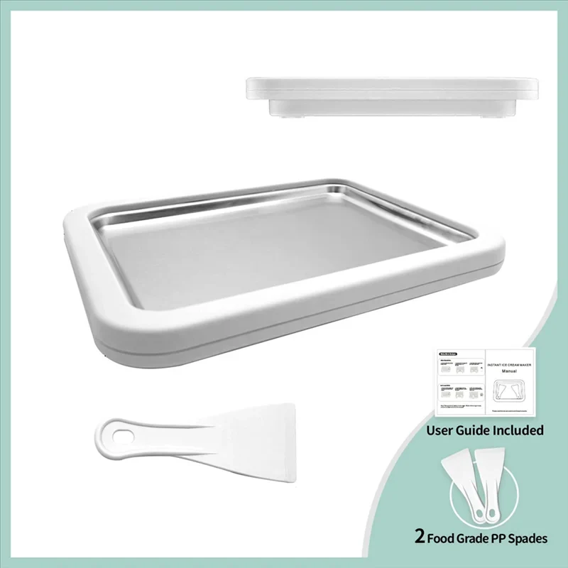 Manual Ice Cream Rolling Plate with Stainless Steel Surface