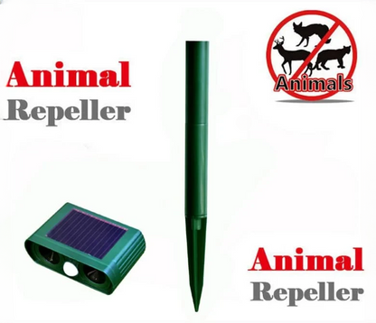 Solar Powered Animal Deterrent with Motion Sensor Infrared Pulse and Flashing LEDs for Patios and Yards
