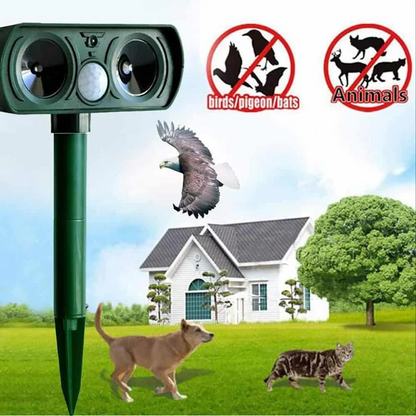 Solar Powered Animal Deterrent with Motion Sensor Infrared Pulse and Flashing LEDs for Patios and Yards