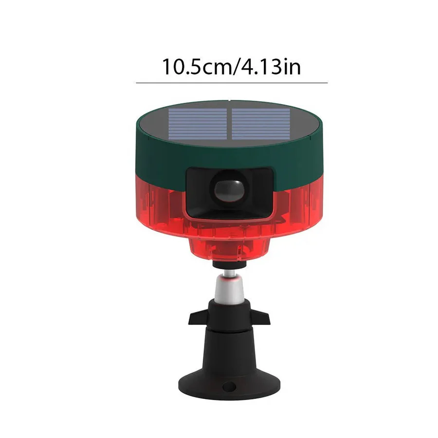 Solar Motion Activated Sound and Light Deterrent with 360 Degree Sensor in Red Or Yellow
